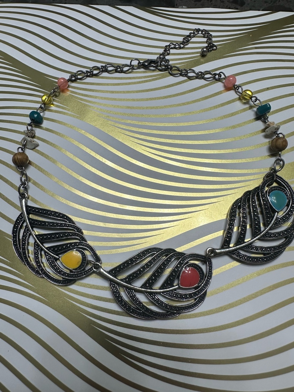 Bohemian Peacock Beaded Necklace ✨